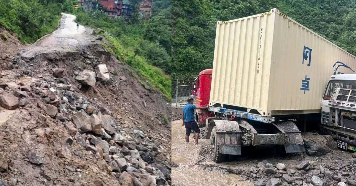 तातोपानी नाका जोड्ने अरनिको राजमार्ग पहिरोका कारण ठप्प