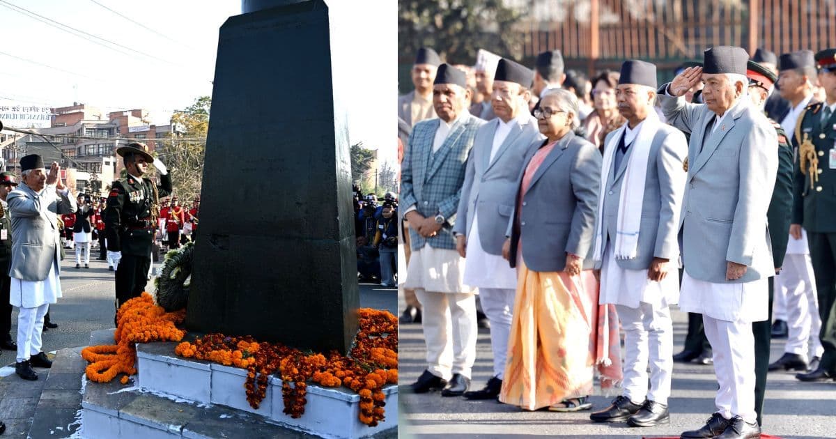 राष्ट्रपति पौडेलद्वारा पृथ्वीनारायण शाहको शालिकमा माल्यार्पण