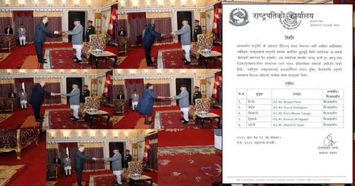 राष्ट्रपति समक्ष ५ मुलुकका राजदूतहरूले ओहोदाको प्रमाणपत्र पेस गरे