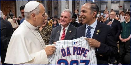 Raja Krishnamoorthi Takes Cubs Jersey To Vatican