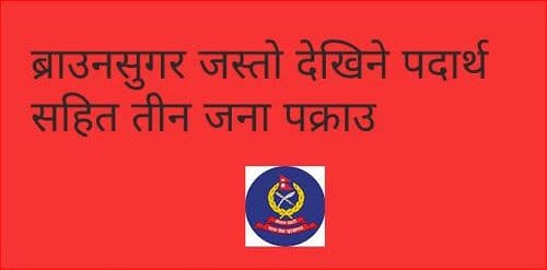 ब्राउनसुगर जस्तो देखिने पदार्थ सहित तीन जना पक्राउ  