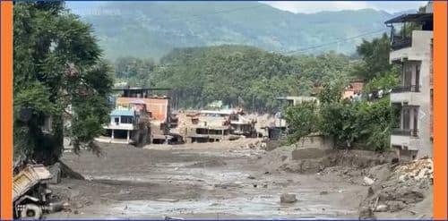 Major flash flood sweeps through Nepal’s Rasuwa district, raising fears of further downstream flooding