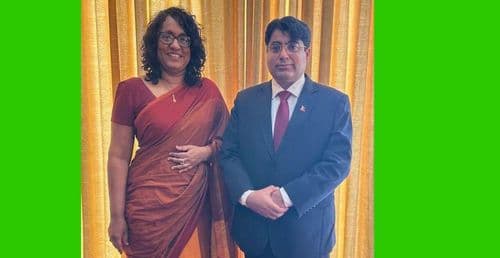 सांसद एकनाथ ढकालद्वारा श्रीलंकाली प्रधानमन्त्री हरिणी अमरासुरियासंग भेट