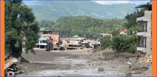 Major flash flood sweeps through Nepal’s Rasuwa district, raising fears of further downstream flooding