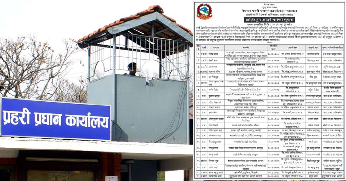 सहायक हवल्दारसहित २२ प्रहरी सम्पर्कविहीन