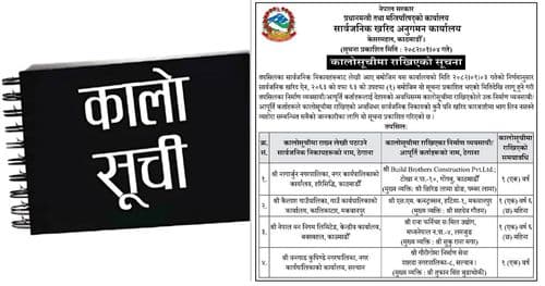 चार निर्माण कम्पनी कालोसूचीमा