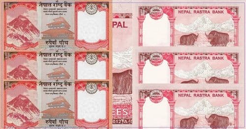 दशलाख थान पाँच रुपैयाँको नयाँ नोट चलनचल्तीमा